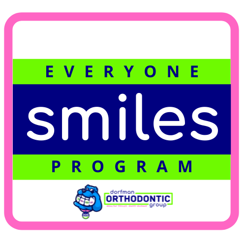 Everyone Smiles Program logo in blue, green, and pink text